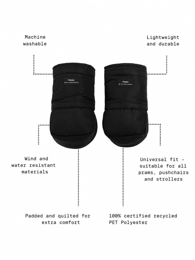 Finnson Black Astrid Stroller Mitten - Image 6 of 6 Finnson Black Astrid Stroller Mitten - Image 6 of 6