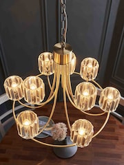 Gallery Home Brass Beatrice 9 Tiered Pendant Light - Image 3 of 6