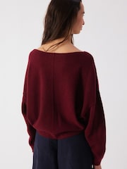 Burgundija - „American Vintage Damsville“ slouchy megztinis - 2 paveikslėlis iš 4