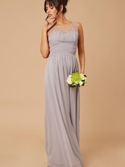 Little Mistress Grey Grace Bridesmaid Embellishment Sweetheart Maxi Dress - Image 3 of 5