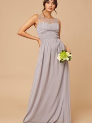 Little Mistress Grey Grace Bridesmaid Embellishment Sweetheart Maxi Dress - Image 4 of 5