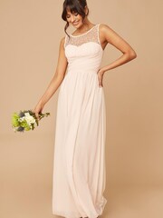 Little Mistress Nude Grace Bridesmaid Embellishment Sweetheart Maxi Dress - Image 1 of 5