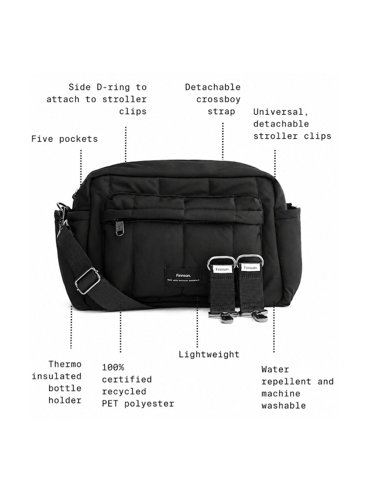 Finnson Mocha Freya Oversized Stroller Organiser Compact Changing Bag with Stroller Clips - Image 6 of 6