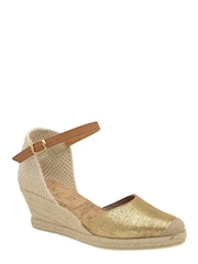 Ravel Gold Metallic Espadrille Wedge - Image 1 of 4
