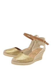Ravel Gold Metallic Espadrille Wedge - Image 2 of 4