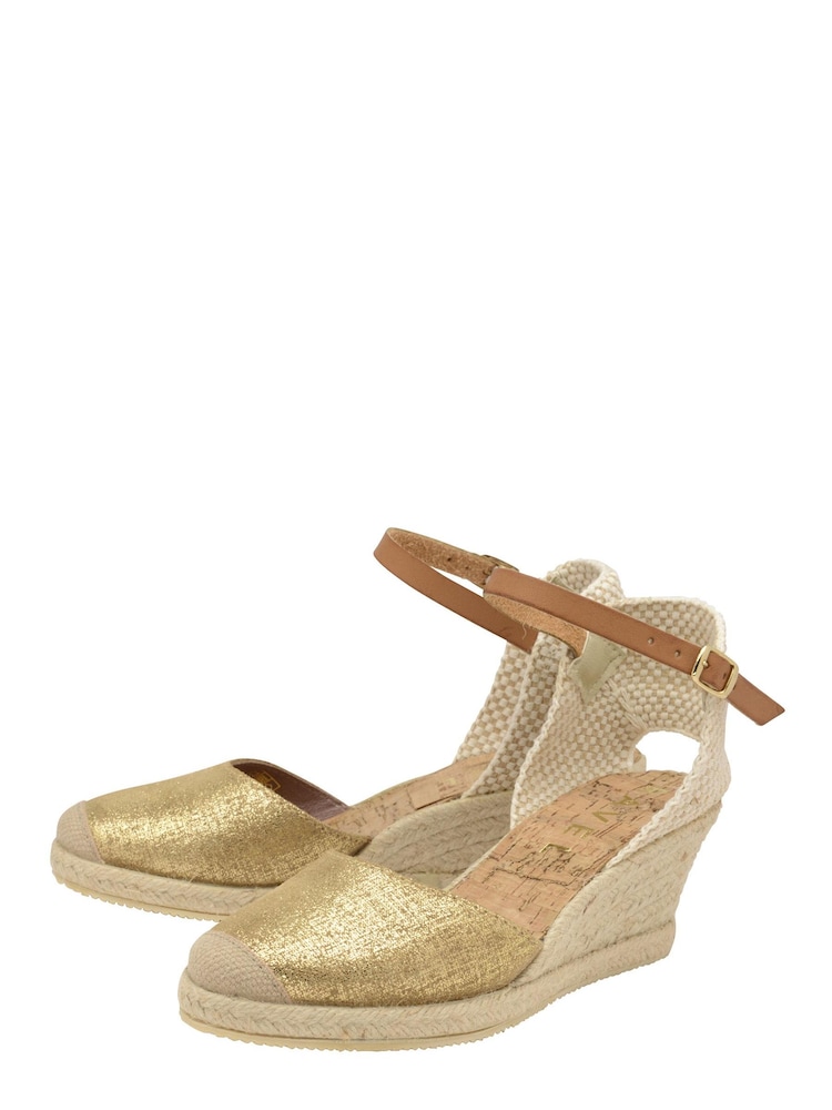 Ravel Gold Metallic Espadrille Wedge - Image 2 of 4