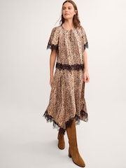Monsoon Brown Babette Leopard Print Lace Top - Image 4 of 5