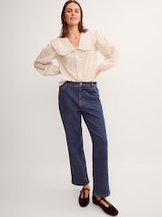 Monsoon Cream Lily Peter Pan Collar Check Shirt - Image 1 of 4