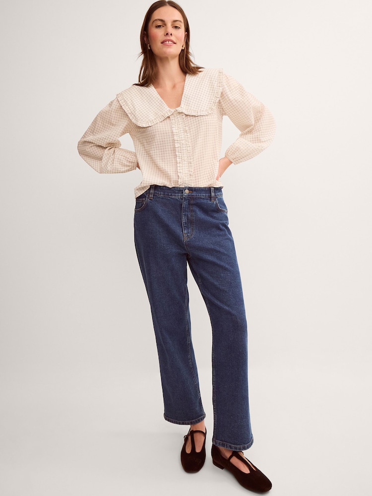 Monsoon Cream Lily Peter Pan Collar Check Shirt - Image 1 of 4 Monsoon Cream Lily Peter Pan Collar Check Shirt - Image 1 of 4