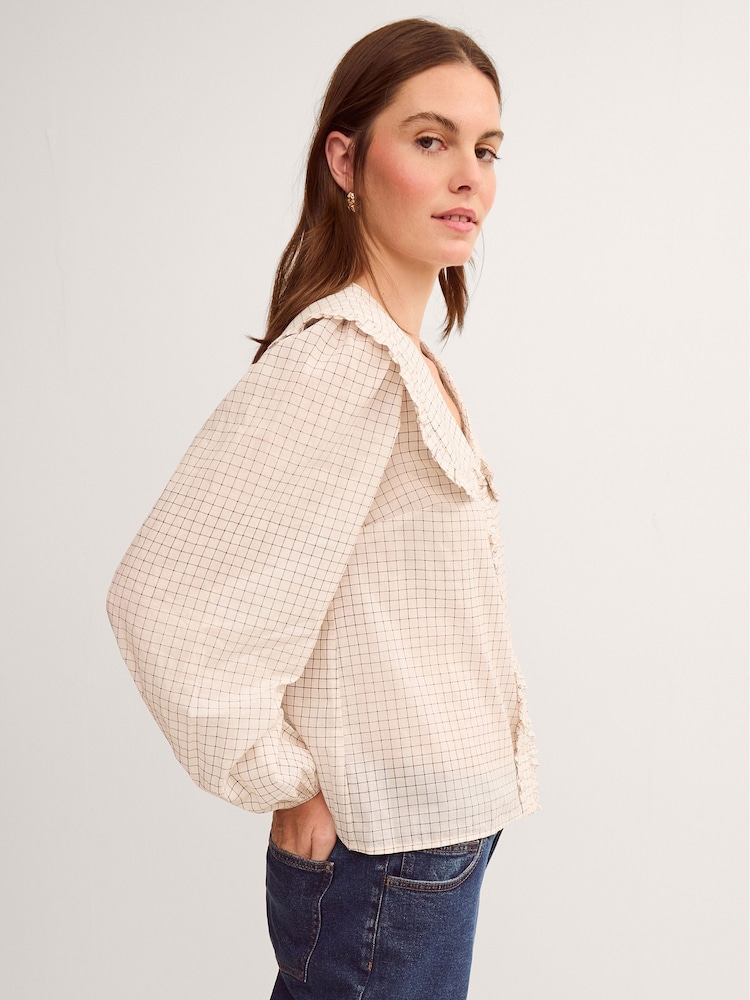 Monsoon Cream Lily Peter Pan Collar Check Shirt - Image 2 of 4 Monsoon Cream Lily Peter Pan Collar Check Shirt - Image 2 of 4