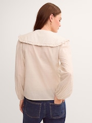 Monsoon Cream Lily Peter Pan Collar Check Shirt - Image 3 of 4