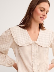 Monsoon Cream Lily Peter Pan Collar Check Shirt - Image 4 of 4