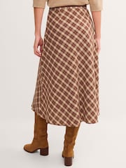 Monsoon Brown Frankie Check Print Midi Skirt - Image 3 of 4