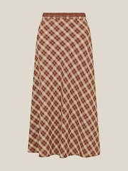 Monsoon Brown Frankie Check Print Midi Skirt - Image 5 of 5