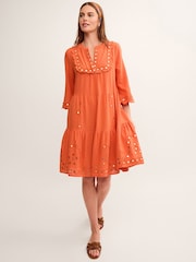 Monsoon Orange Maddie Mirror Midi Kaftan - Image 1 of 4