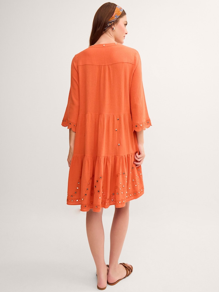 Monsoon Orange Maddie Mirror Midi Kaftan - Image 2 of 4