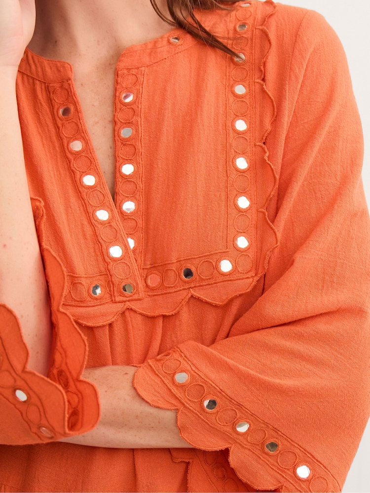 Monsoon Orange Maddie Mirror Midi Kaftan - Image 4 of 4