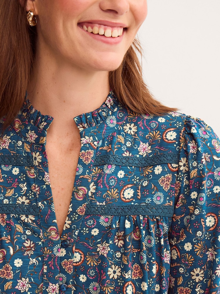 Monsoon Blue Francine Floral Jersey Blouse - Image 2 of 5