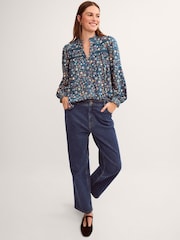 Monsoon Blue Francine Floral Jersey Blouse - Image 4 of 5