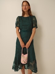 Monsoon Green Megan Rose Lace Midi Dress - Image 1 of 6