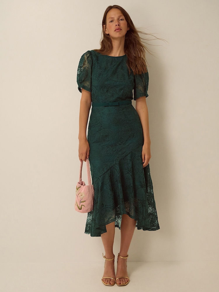 Monsoon Green Megan Rose Lace Midi Dress - Image 2 of 6