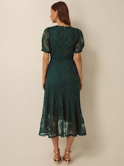 Monsoon Green Megan Rose Lace Midi Dress - Image 3 of 6