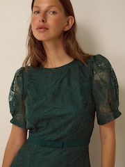 Monsoon Green Megan Rose Lace Midi Dress - Image 4 of 6