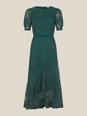 Monsoon Green Megan Rose Lace Midi Dress - Image 6 of 6