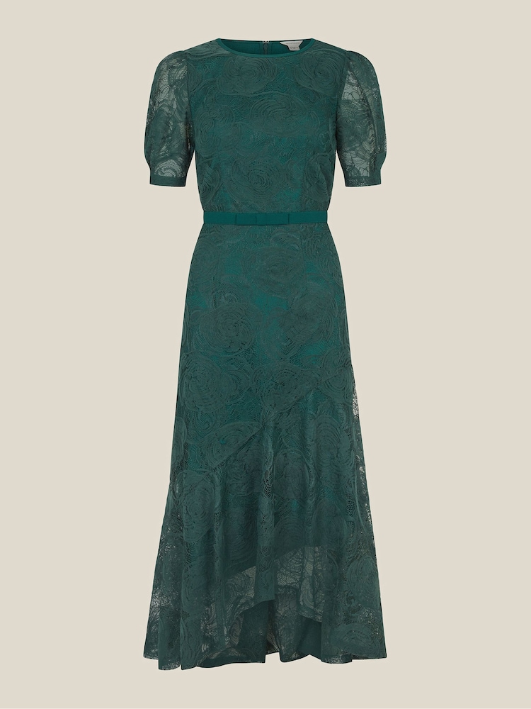 Monsoon Green Megan Rose Lace Midi Dress - Image 6 of 6