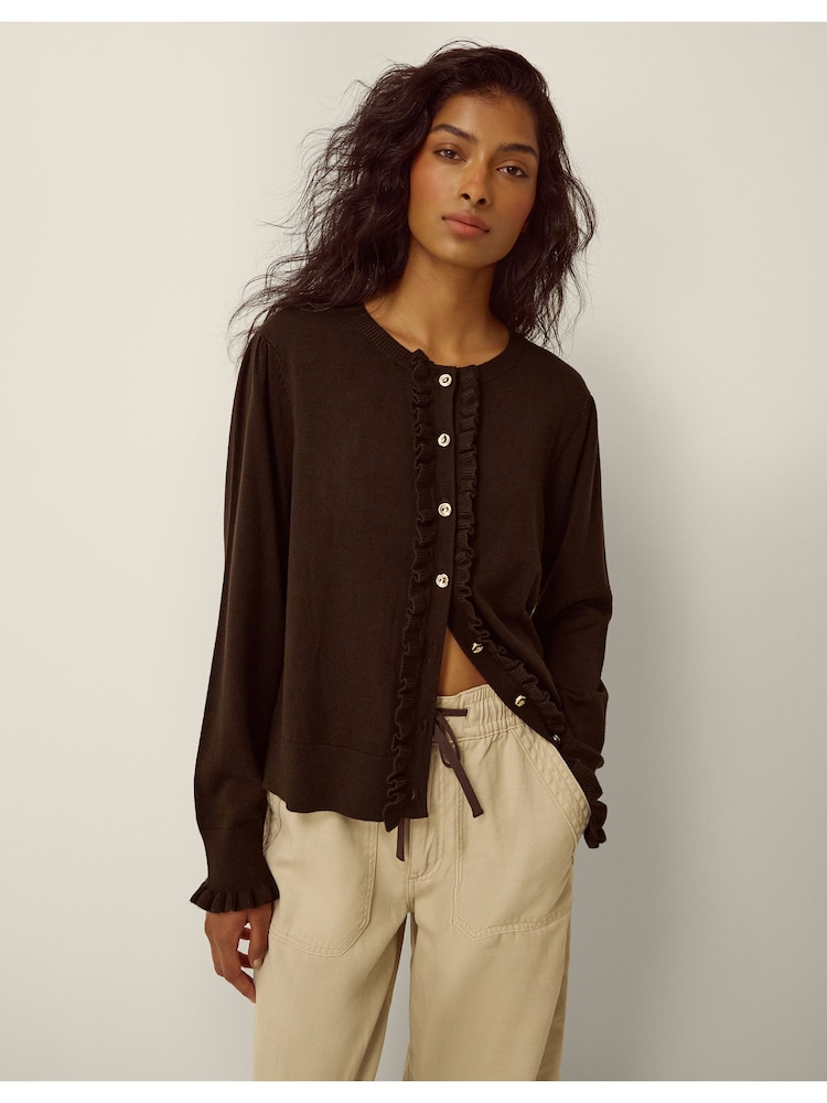 Braun - Monsoon Ruby Frill Cardigan - Bild 1 von 8