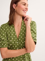 Monsoon Green Kasey Polka Dot Jersey Midi Dress - Image 3 of 4