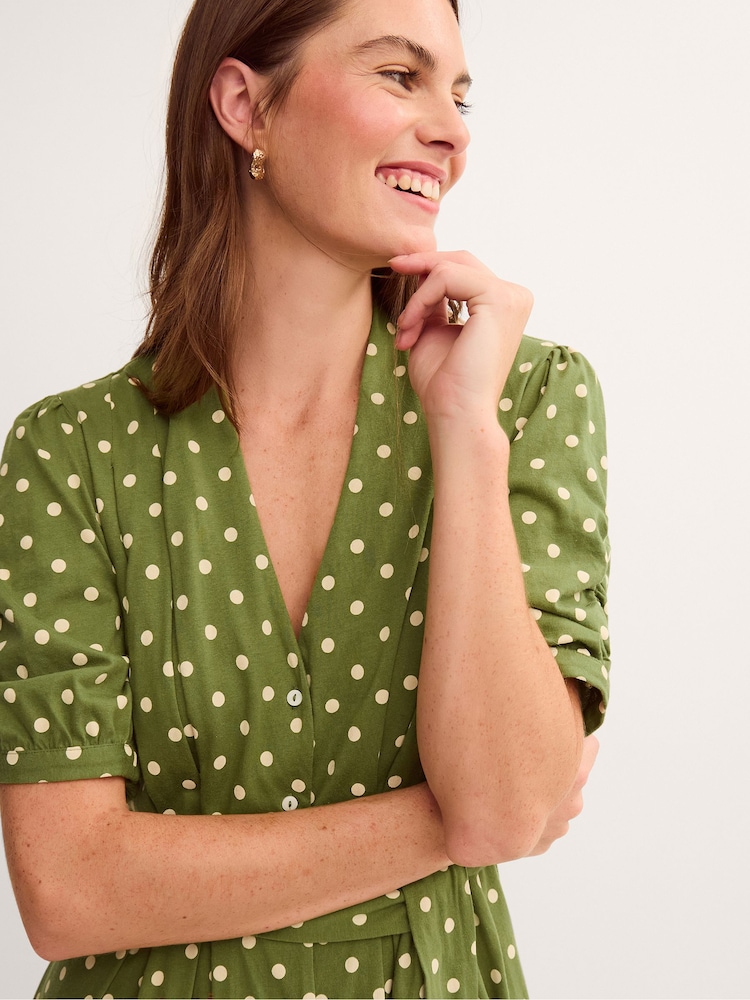 green polka dot dress midi Monsoon Kasey Jersey Dress, Caps Gowns Tassels & Hoods