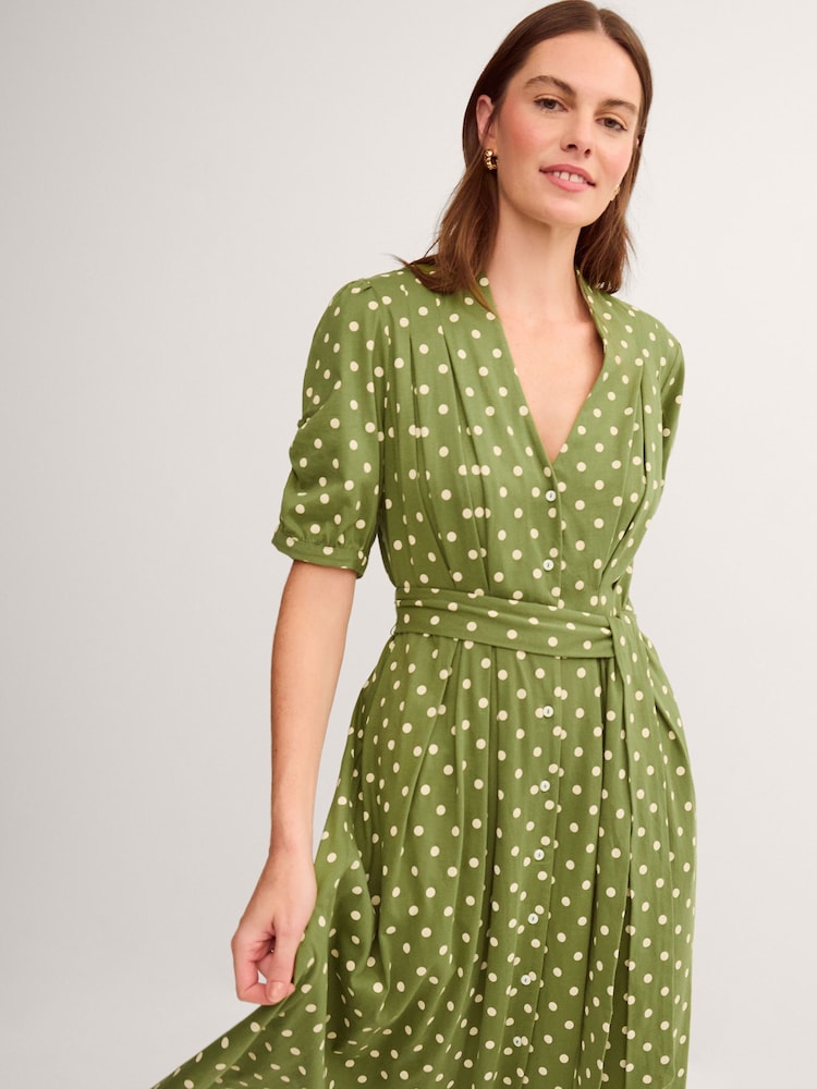 Monsoon Green Kasey Polka Dot Jersey Midi Dress - Image 4 of 4 Monsoon Green Kasey Polka Dot Jersey Midi Dress - Image 4 of 4