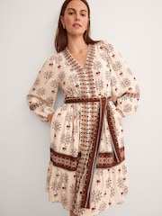 Monsoon Cream Carrie Floral Print Mini Dress - Image 1 of 6