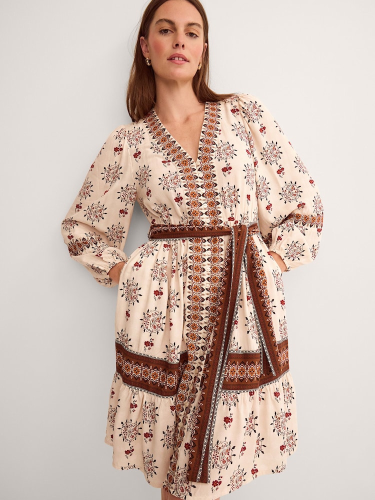 Monsoon Cream Carrie Floral Print Mini Dress - Image 1 of 6