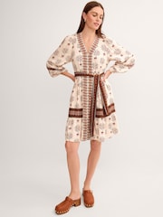 Monsoon Cream Carrie Floral Print Mini Dress - Image 4 of 6