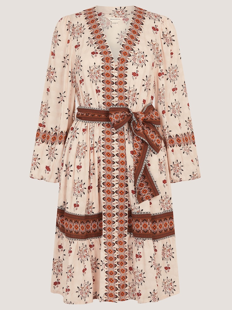 Monsoon Cream Carrie Floral Print Mini Dress - Image 6 of 6