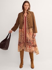 Monsoon Brown Lucia Faux Suede Jacket - Image 1 of 5