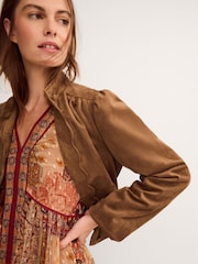 Monsoon Brown Lucia Faux Suede Jacket - Image 4 of 5