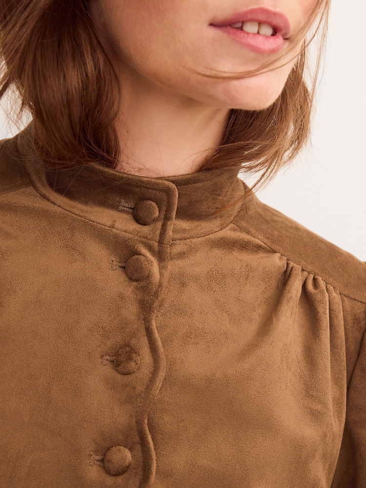 Monsoon Brown Lucia Faux Suede Jacket - Image 5 of 5 Monsoon Brown Lucia Faux Suede Jacket - Image 5 of 5
