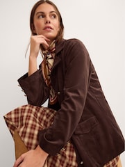 Monsoon Brown Eva Faux Suede Longline Jacket - Image 1 of 5