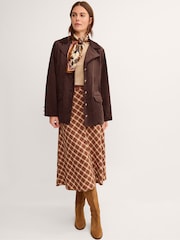 Monsoon Brown Eva Faux Suede Longline Jacket - Image 3 of 5