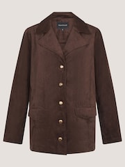Monsoon Brown Eva Faux Suede Longline Jacket - Image 6 of 6