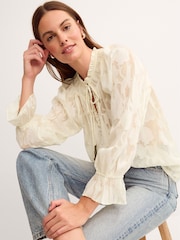 Monsoon Cream Lyra Sheer Devoré Blouse - Image 1 of 4