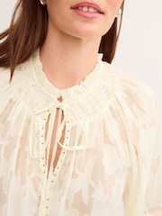 Monsoon Cream Lyra Sheer Devoré Blouse - Image 3 of 4