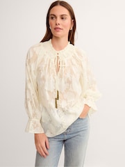 Monsoon Cream Lyra Sheer Devoré Blouse - Image 4 of 4