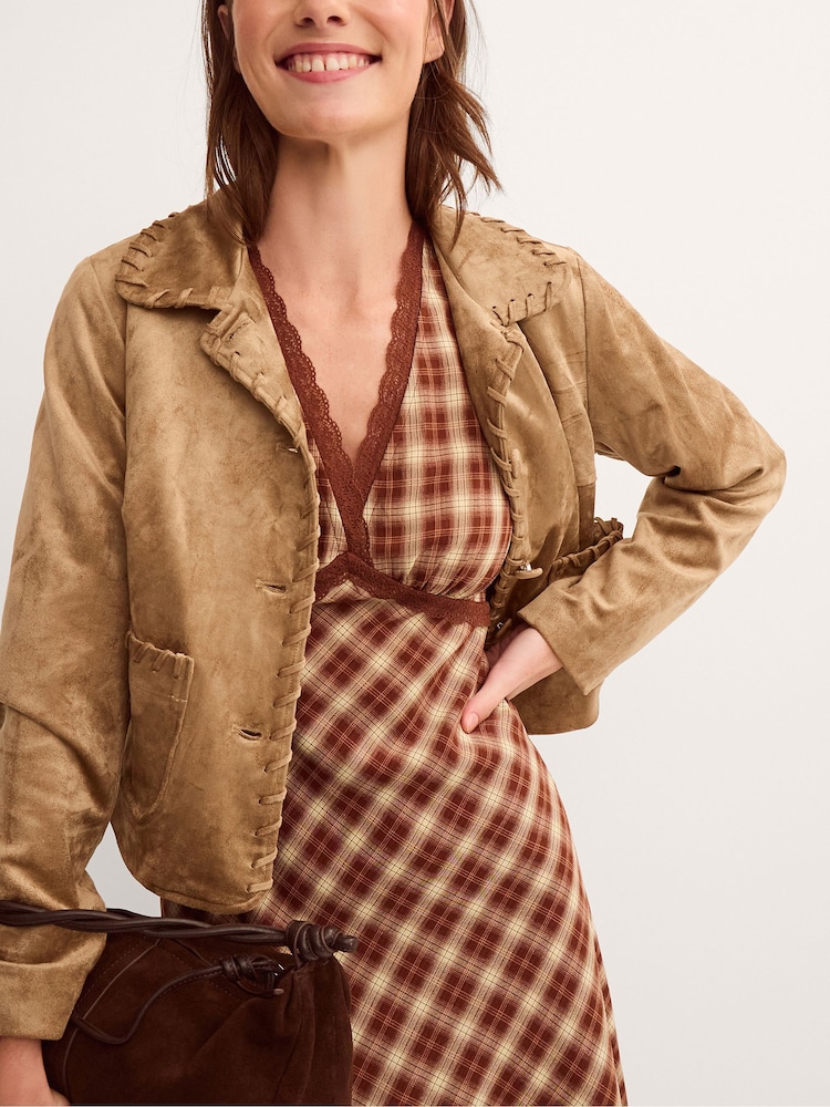 Monsoon Cream Sofia Faux Suede Jacket - Image 1 of 4 Monsoon Cream Sofia Faux Suede Jacket - Image 1 of 4