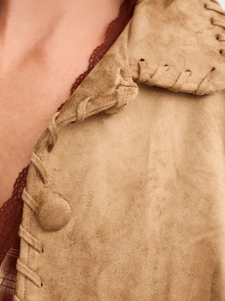 Monsoon Cream Sofia Faux Suede Jacket - Image 2 of 4 Monsoon Cream Sofia Faux Suede Jacket - Image 2 of 4
