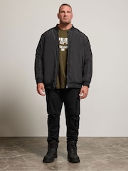 BadRhino Big & Tall Black Zip Through Bomber Jacket - Image 2 of 4