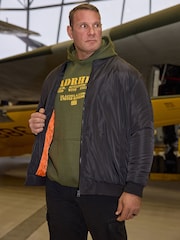 BadRhino Big & Tall Black Zip Through Bomber Jacket - Image 3 of 4